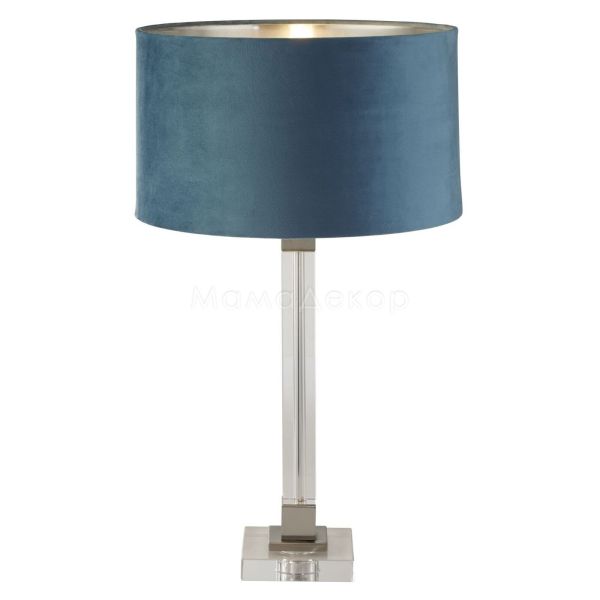 Настільна лампа Searchlight EU67521TE Scarborough Table Lamp-Crystal,Satin Nickel,Teal Velvet