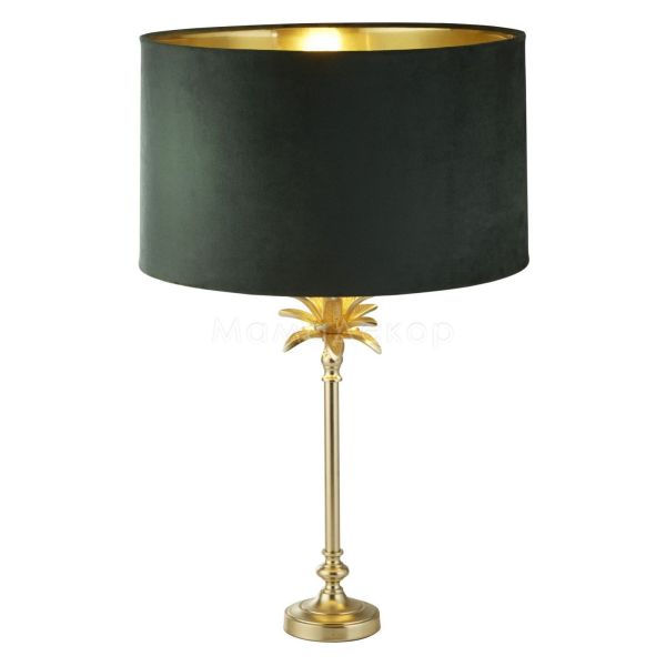 Настольная лампа Searchlight EU81210GR Palm Table Lamp - Satin Brass & Navy Velvet Shade/Gold Inner