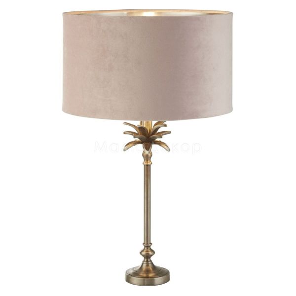 Настільна лампа Searchlight EU81210PI Palm Table Lamp - Antique Nickel & Pink Velvet Shade