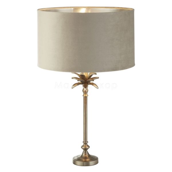 Настільна лампа Searchlight EU81210TA Palm Table Lamp - Antique Nickel & Taupe Velvet Shade