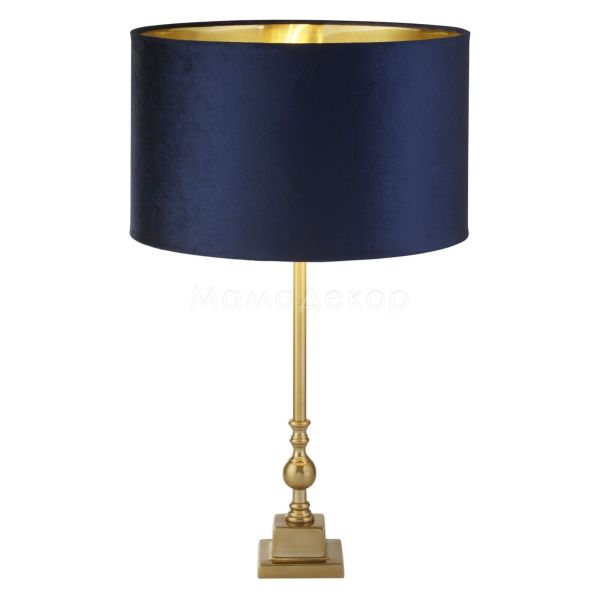 Настільна лампа Searchlight EU81214AZ Whitby Table Lamp - Antique Brass & Navy Velvet Shade