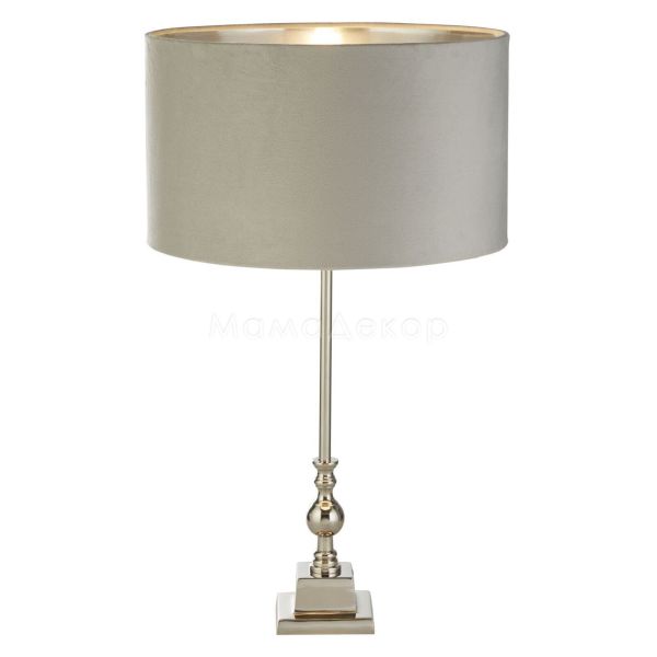 Настільна лампа Searchlight EU81214GY Whitby Table Lamp - Chrome Metal & Grey Velvet Shade