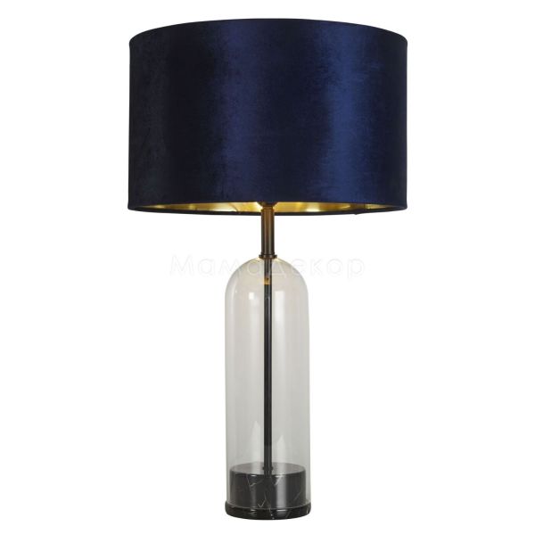 Настольная лампа Searchlight EU81711AZ Oxford Table Lamp - Glass, Black Metal, Marble & Navy Shade