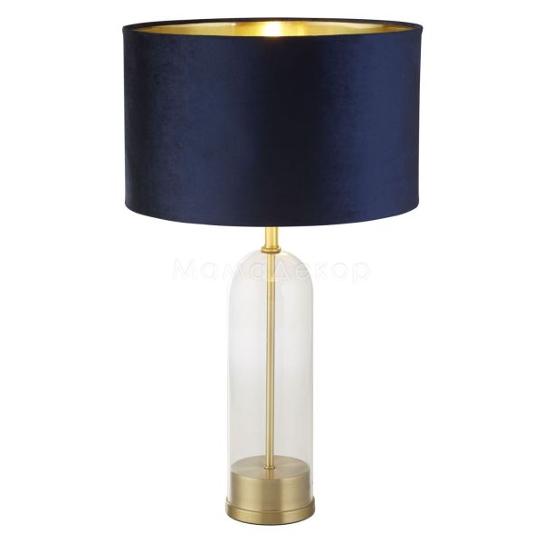 Настільна лампа Searchlight EU81712AZ Oxford Table Lamp - Glass, Brass, Navy Velvet Shade