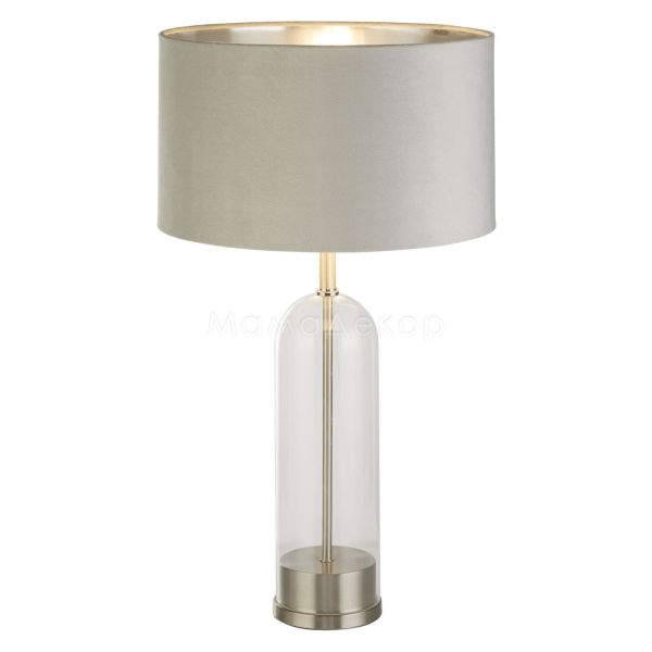 Настольная лампа Searchlight EU81713GY Oxford Table Lamp - Glass, Satin Nickel, Grey Velvet Shade
