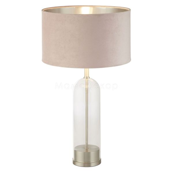 Настольная лампа Searchlight EU81713PI Oxford Table Lamp - Glass, Satin Nickel, Pink Velvet Shade