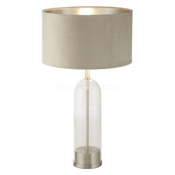 Настільна лампа Searchlight EU81713TA Oxford Table Lamp - Glass, Satin Nickel, Taupe Velvet Shade