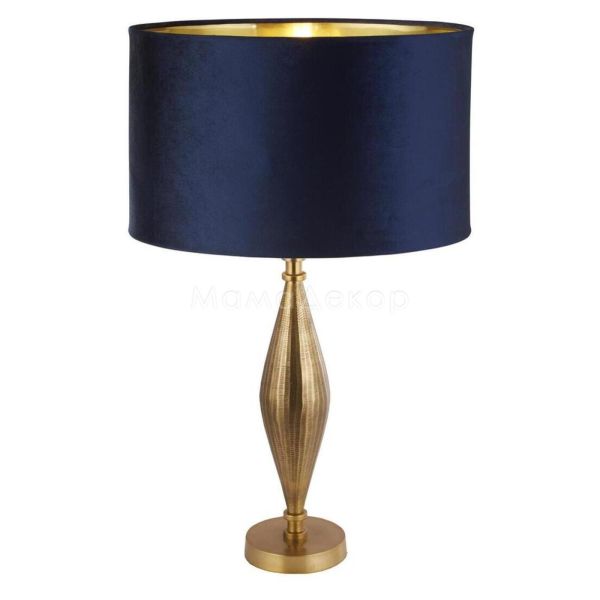 Настільна лампа Searchlight EU84631AZ Rye Table Lamp - Antique Brass Metal & Navy Velvet Shade