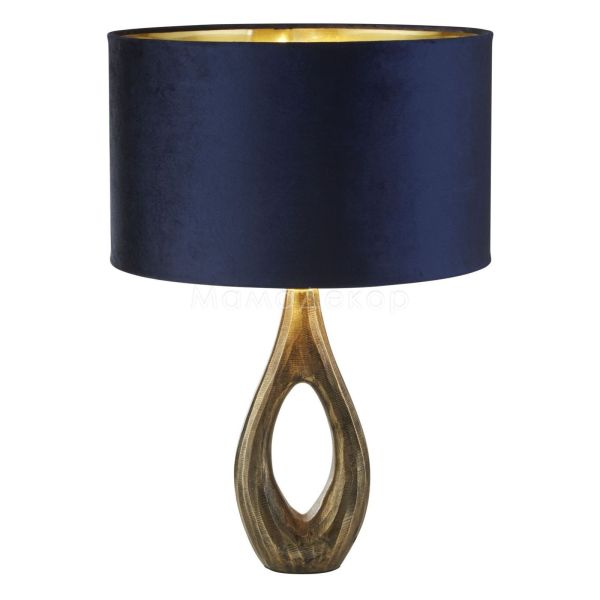 Настольная лампа Searchlight EU86531AZ Bucklow Table Lamp - Antique Brass & Navy Velvet Shade
