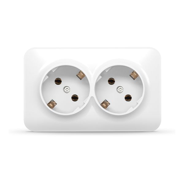 Розетка двойная 220В Videx 25182 Binera IP20 VF-BNS22G-W