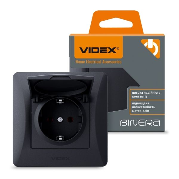 Розетка 220В Videx 24474 Binera VF-BNSK1GC-BG