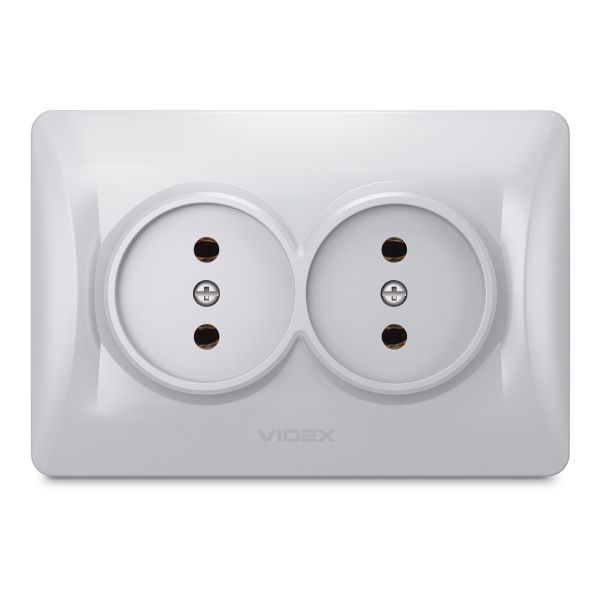 Розетка подвійна 220В Videx 24901 Binera VF-BNSK2-SS