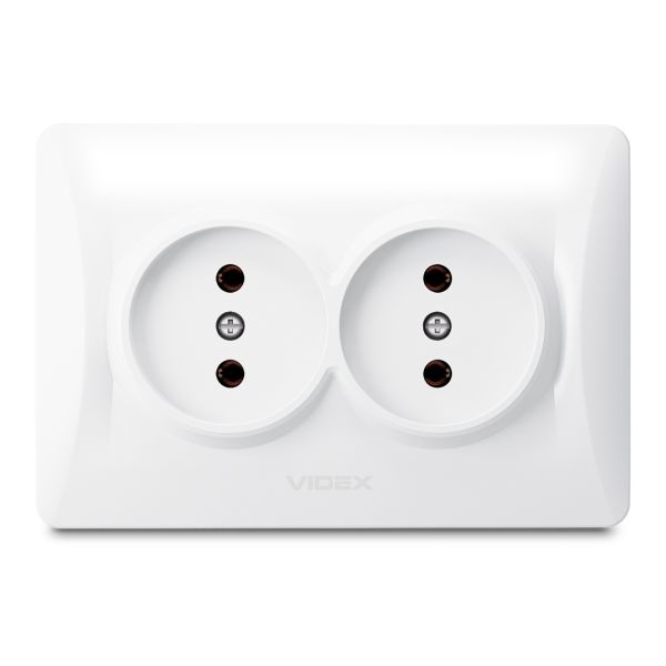 Розетка двойная 220В Videx 24433 Binera VF-BNSK2-W