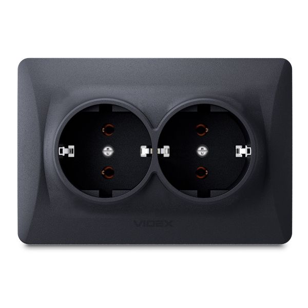 Розетка подвійна 220В Videx 24472 Binera VF-BNSK2G-BG