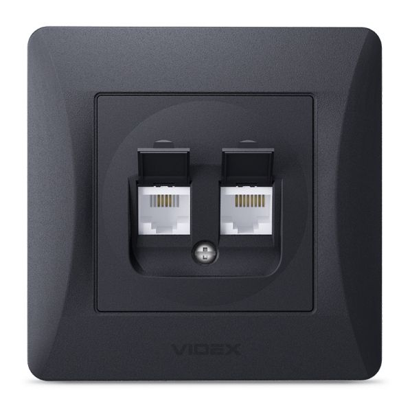 Розетка компьютерная, телефонная Videx 24574 Binera VF-BNSK2PC6TF3-BG