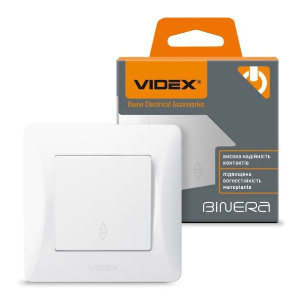 Переключатель проходной 1-клавишный Videx 24451 Binera VF-BNSW1P-W
