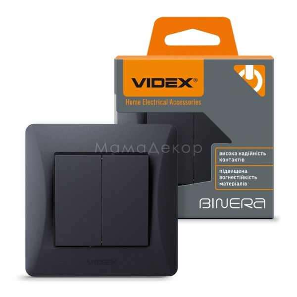 Выключатель 2-клавишный Videx 24458 Binera VF-BNSW2-BG