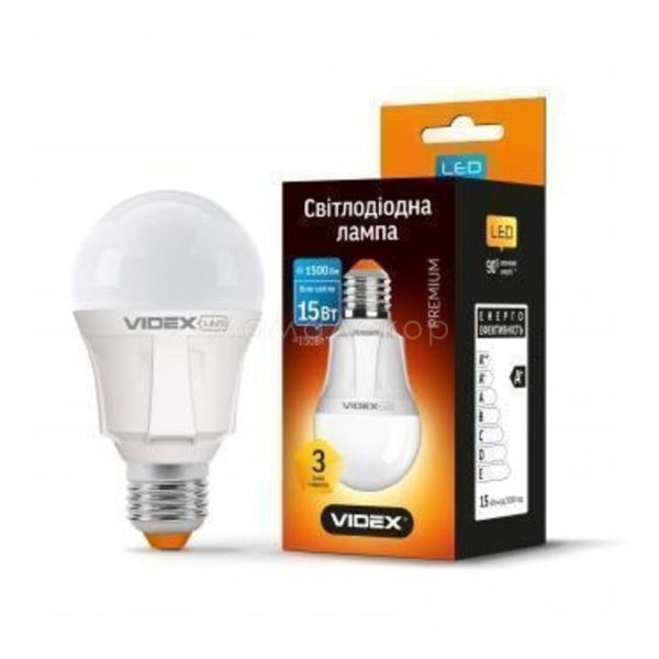 Лампа світлодіодна Videx 23535 потужністю 15W з серії Premium Series. Типорозмір — A60 з цоколем E27, температура кольору — 4100K
