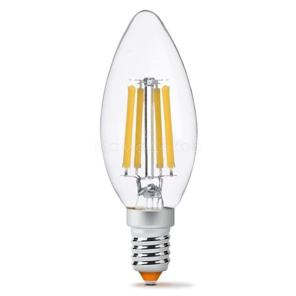 Лампа світлодіодна Videx 25794 потужністю 6W з серії NeoClassic. Типорозмір — С37 з цоколем E14, температура кольору — 4100K