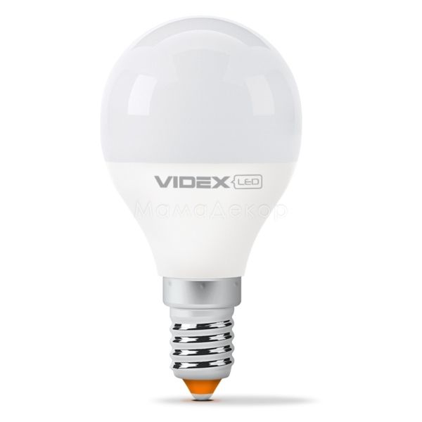 Лампа світлодіодна Videx 24958 потужністю 7W з серії E Series. Типорозмір — G45 з цоколем E14, температура кольору — 3000K