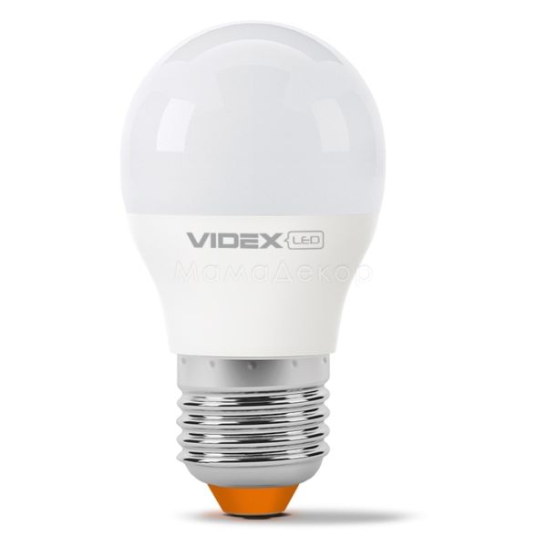 Лампа світлодіодна Videx 24960 потужністю 7W з серії E Series. Типорозмір — G45 з цоколем E27, температура кольору — 3000K