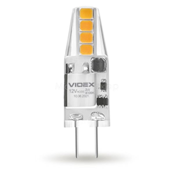 Лампа світлодіодна Videx 25754 потужністю 2W. Типорозмір — G4 з цоколем G4, температура кольору — 4100K