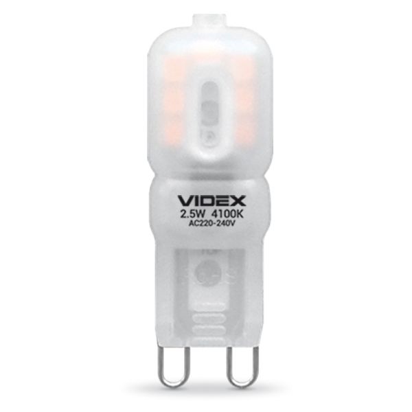 Лампа світлодіодна Videx 24634 потужністю 2.5W з серії E Series. Типорозмір — G9 з цоколем G9, температура кольору — 4100K